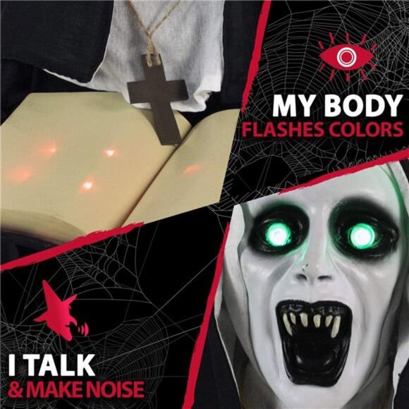 Haunted Hill Farm Life-Size Scary Talking Witch Nun Halloween Animatronic with‎ - Picture 5 of 7